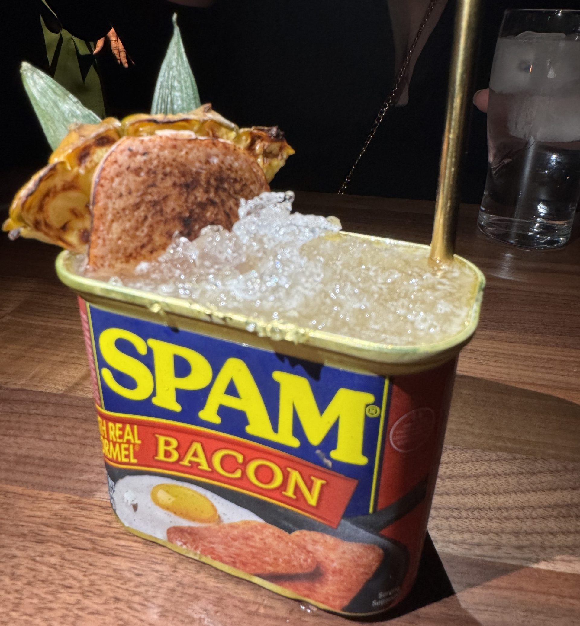 Cocktail in a Spam container. Photo by Michelle Glicksman