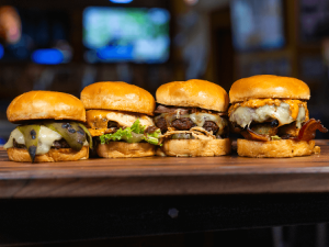 The burgers available for Dine & Donate. Courtesy Cold Beers & Cheeseburgers