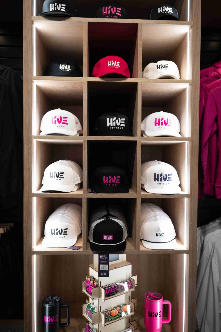 hive fit club merchandise display 768x1152